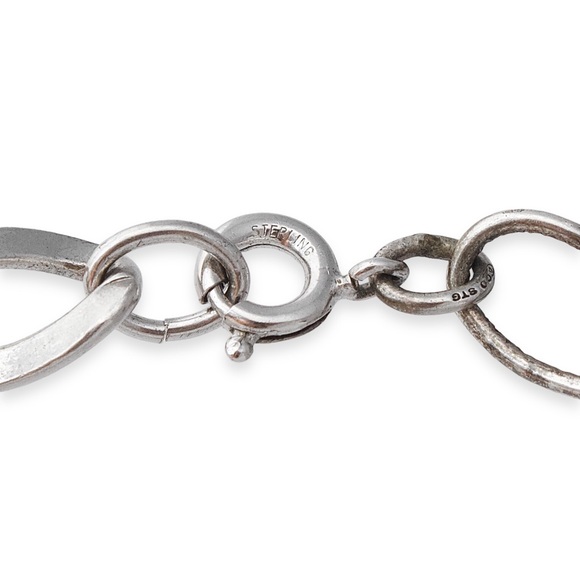 Vintage Sterling Silver Oval Link Bracelet Wide Chunky Chain Unisex - Picture 3 of 4